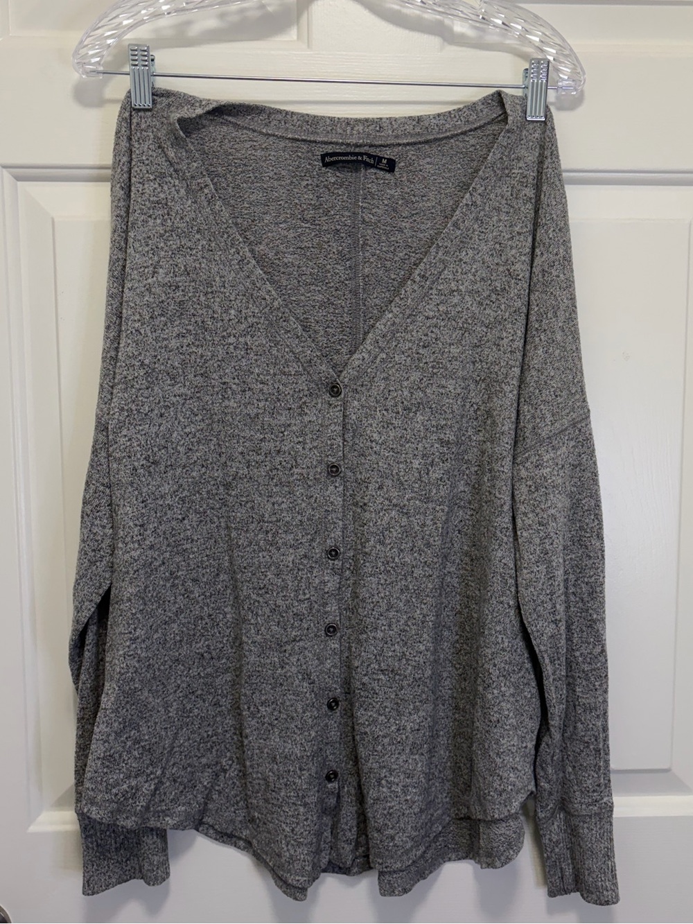 Abercrombie & Fitch Heather Gray Button-Up Women's Cardigan